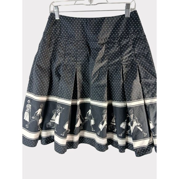 Liz Claiborne Dresses & Skirts - Vintage Liz Claiborne Black Polka Dot Pleated Skirt Size 8 P Petite Border Print